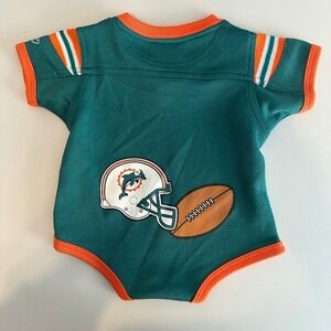 VTG Reebok NFL Miami Dolphins Baby Onesie 3-6 Months Teal Orange Jersey Bodysuit